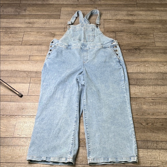 Lane Bryant Blue Denim Overalls Wide Leg - Picture 2 of 12